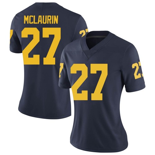 Tyler Mclaurin Michigan Wolverines Women's NCAA #27 Navy Limited Brand Jordan College Stitched Football Jersey SKZ8354LL